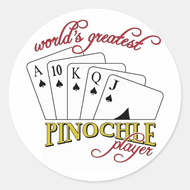 Pinochle Player Runder Aufkleber (Vorderseite)