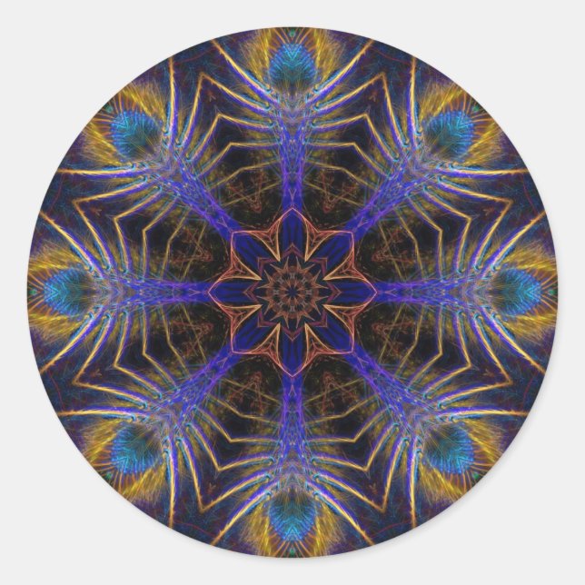 Pinock-Web-Fraktale, geometrische Art-Aufkleber Runder Aufkleber (Vorderseite)