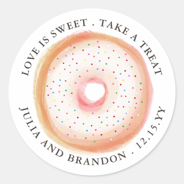 Pinot Rainbow Sprinkle Donut Wedding Vielen Dank Runder Aufkleber (Vorderseite)