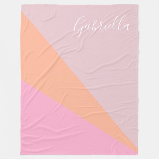 Pinot und Orange Girly Geometric Personalisiert Fleecedecke (Vorderseite)