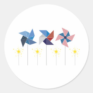 Pinräder und Sparkler Runder Aufkleber