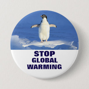 Pin's Bouton rond de réchauffement climatique d'arrêt 