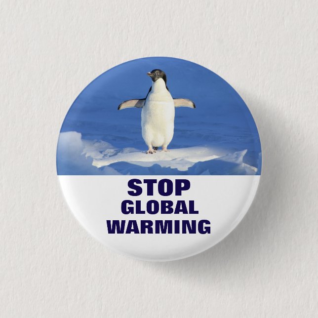 Pin's Bouton rond Réchauffement climatique d'arrêt de pi (Devant)
