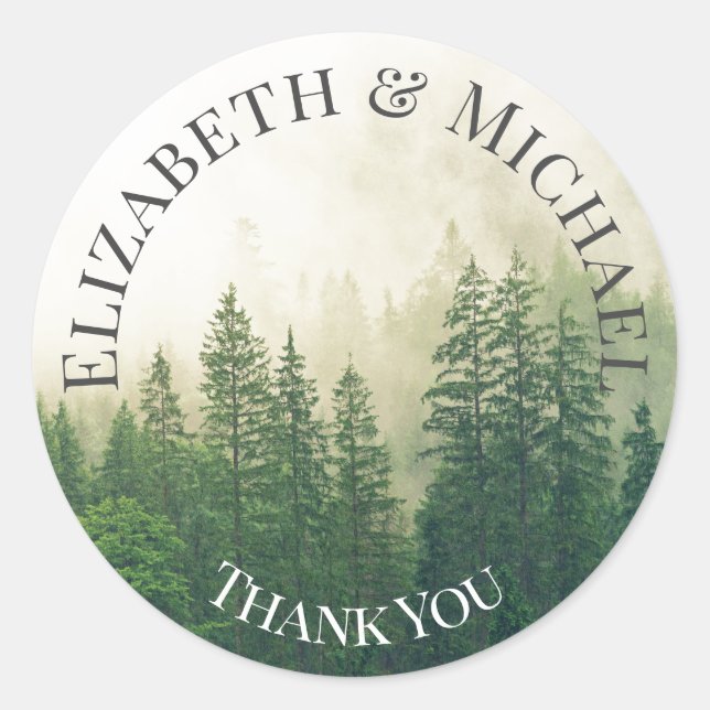 Pins de forêt Merci Favoriser les autocollants (Devant)
