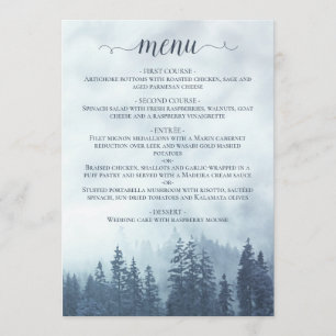 Pins de Montagne Rustique Menu Mariage bleu