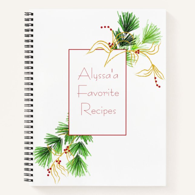 Pins de Noël avec Feuilles d'or Livre de recettes (Devant)