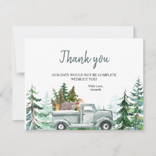Pins d'hiver Animaux Camion Carte de remerciements