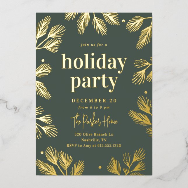 Pins d'hiver Foil Fête Invitation (Recto)