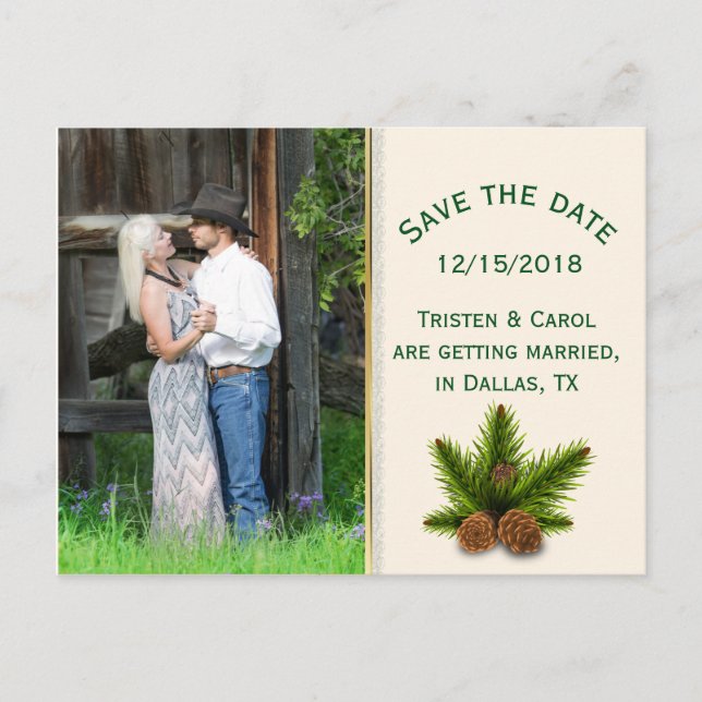 Pins d'hiver Noir Cones Enregistrer la date Carte  (Devant)