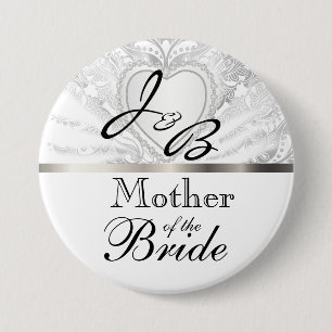 Pin's Elegant Monogram Bridal Party White Satin Design