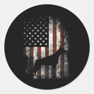Pinscher American Flag Patriotic Gips Runder Aufkleber