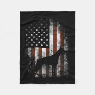 Pinscher American Flag Patriotische Geschenke Fleecedecke