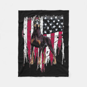 Pinscher Amerikanische Flagge USA Großartig Fleecedecke