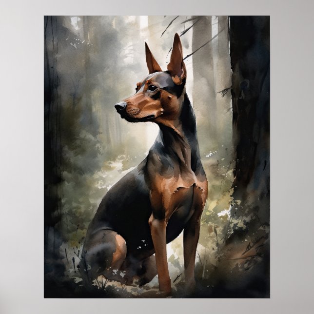 Pinscher Hund Art Print Poster (Vorne)