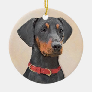 Pinscher Malerei Original Tierart Keramik Ornament