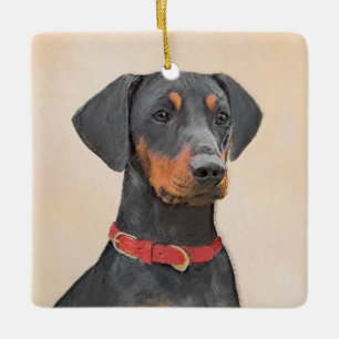 Pinscher Malerei Original Tierart Keramikornament
