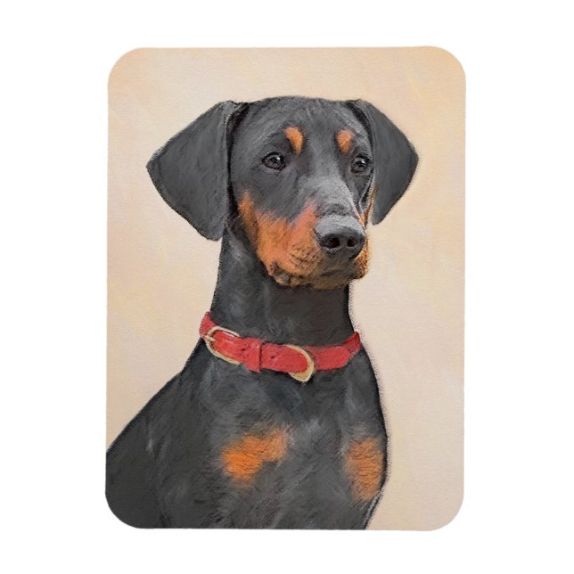 Pinscher Malerei Original Tierart Magnet (Vertikal)
