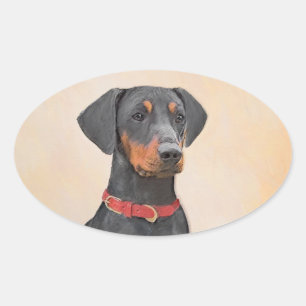 Pinscher Malerei Original Tierart Ovaler Aufkleber