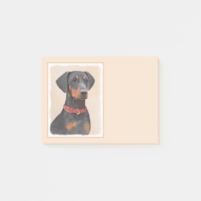 Pinscher Malerei Original Tierart Post-it Klebezettel (Vorderseite)
