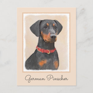 Pinscher Malerei Original Tierart Postkarte