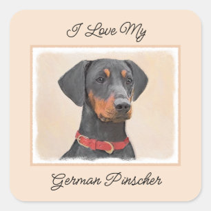 Pinscher Malerei Original Tierart Quadratischer Aufkleber