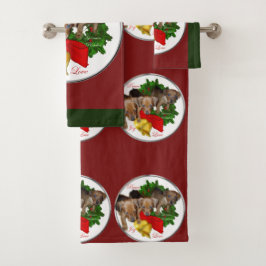Pinscher Puppys Weihnachten Badhandtuch Set