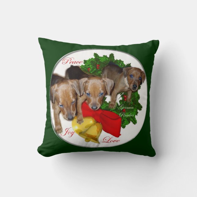 Pinscher Puppys Weihnachten Kissen (Vorderseite)