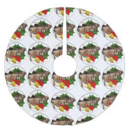 Pinscher Puppys Weihnachten Polyester Weihnachtsbaumdecke