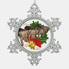 Pinscher Puppys Weihnachten Schneeflocken Zinn-Ornament