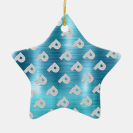 Pinsel Aqua Silver Letter P Keramik Ornament