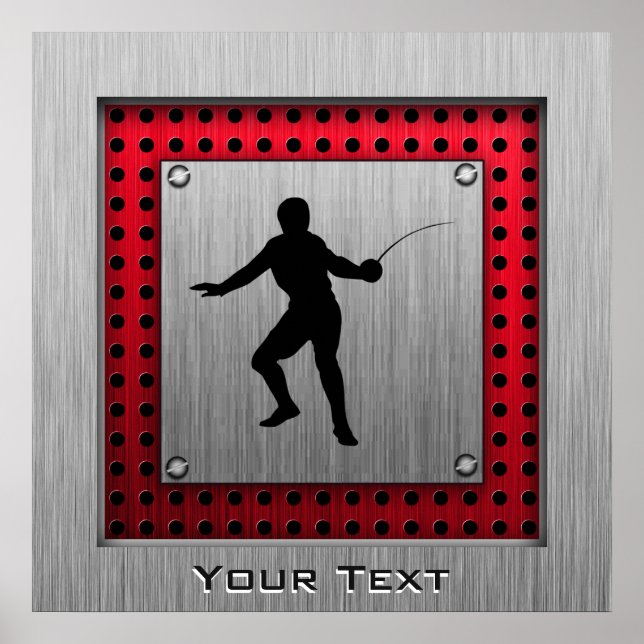 Pinsel aus Aluminium aussehen Fencer Poster (Vorne)