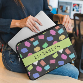 Pinsel, farbenfrohe Pinselstriche, Ihr Name Laptopschutzhülle