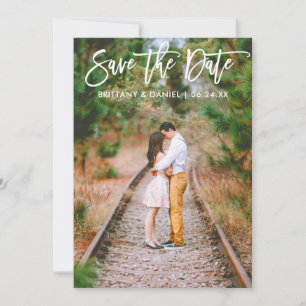 Pinsel für Skript Couple-Foto Save the Date-Karte Date