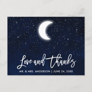 Pinsel Schrift Himmelhochzeit Liebe und Dank Postkarte