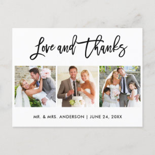 Pinsel Schrift Liebe und Dank Hochzeit 3 Foto Postkarte