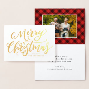 Pinsel Schrift Merry Holiday Goldfolie Grußkarte Folienkarte