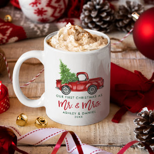 Pinsel Schrift Unser erstes Weihnachten als Herr u Kaffeetasse