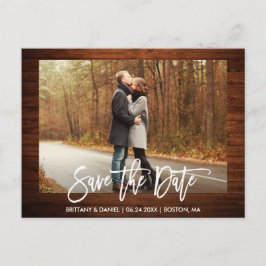Pinsel Skript-Foto Rustikales Holz Save the Date Postkarte