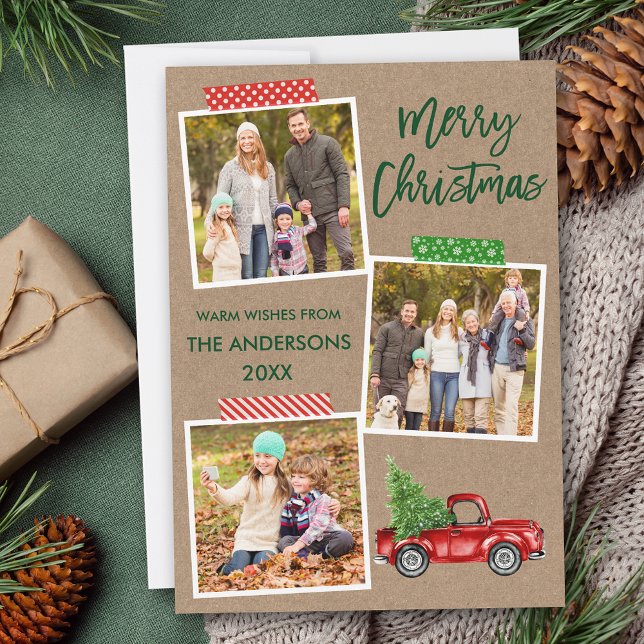 Pinsel Skript Handball Truck WeihnachtsKraft Feiertagskarte (Customize to add text or more photos to back of card.)