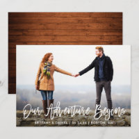 Pinsel Skript Save the Date Adventure Wood Card