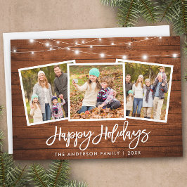 Pinsel Skriptleuchten Rustikales Holz 3 Foto Feiertagskarte