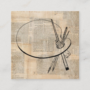 Pinsel und Farbpalette Vintage Kunst Begleitkarte