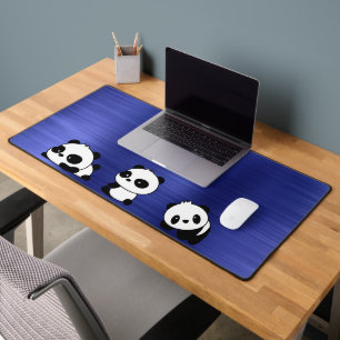 Pinselblau mit Panda Schreibtischunterlage