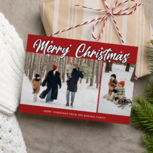 Pinselbuchstaben 2 Fotos Frohe Weihnachten dunkelr