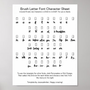 Pinselbuchstaben-Schriftzeichenblatt-Schwünge Poster