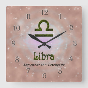 Pinselfarbe Libra Zodiac Astrologisches Zeichen Quadratische Wanduhr