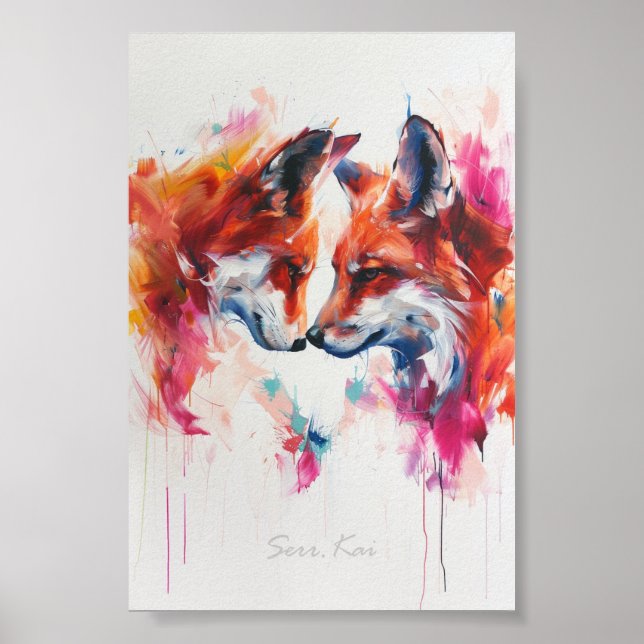Pinselfox drucken & herunterladen poster (Vorne)
