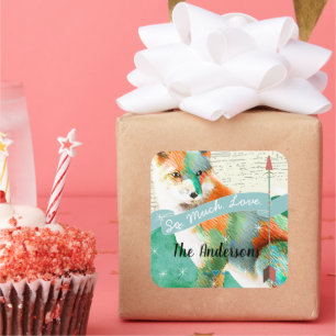 Pinselfuchs oder Shiba Inu Quadratischer Aufkleber