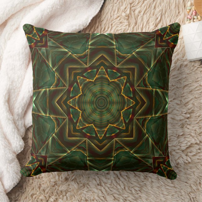 Pinselgealterter, bräunlich blauer Kaleidoskop Kissen (Decke)