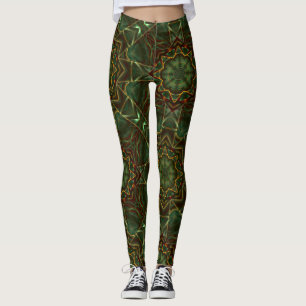 Pinselgealterter, bräunlich blauer Kaleidoskop Leggings